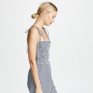 English Factory Ruched Blue Gingham Jumpsuit S